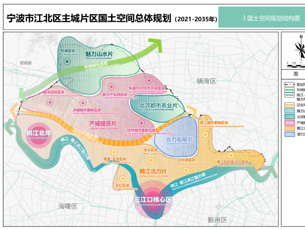 宁波江北主城规划落地,范围108平方公里,设立“三江口+姚江北岸”双中心