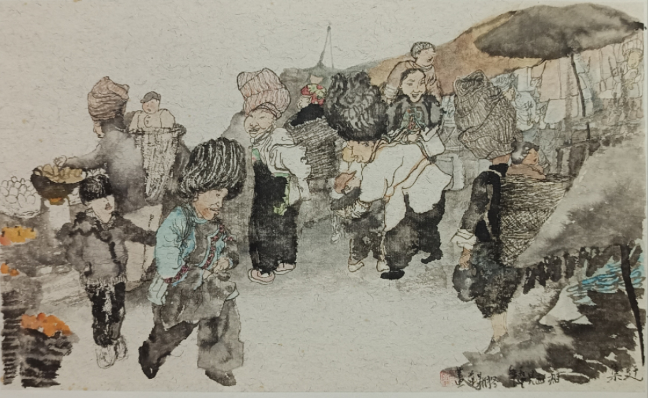 5-湘西赶集25X43cm中国画 2016年.jpg