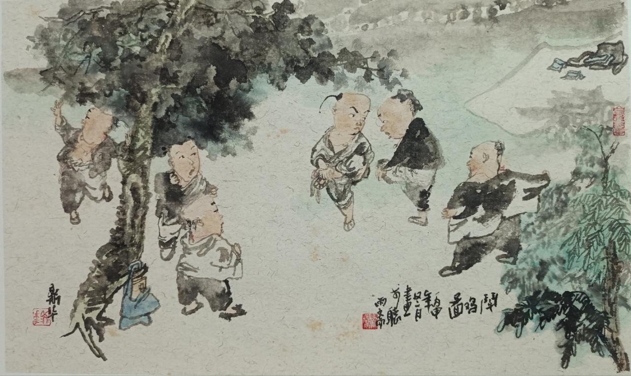 7-斗鸡乐25X43cm 中国画 2013年.jpg