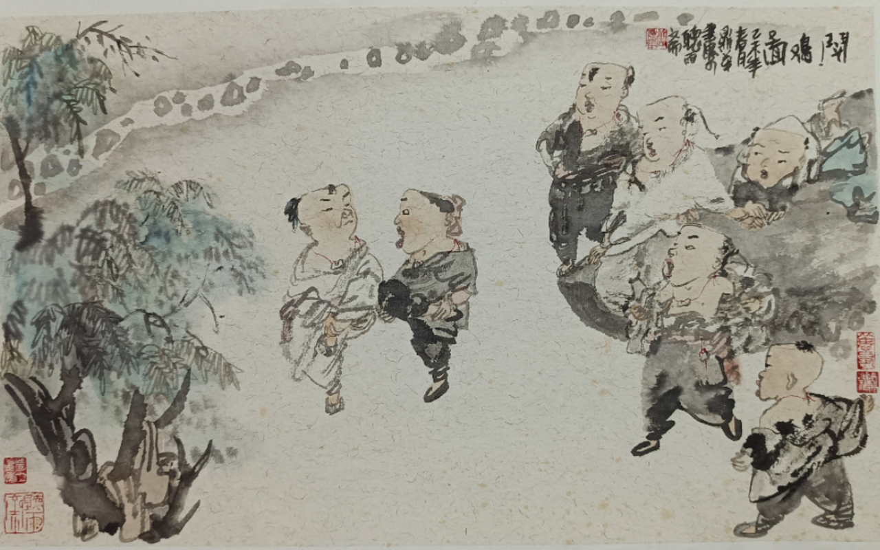 8-斗鸡图25X43cm 中国画 2013年.jpg