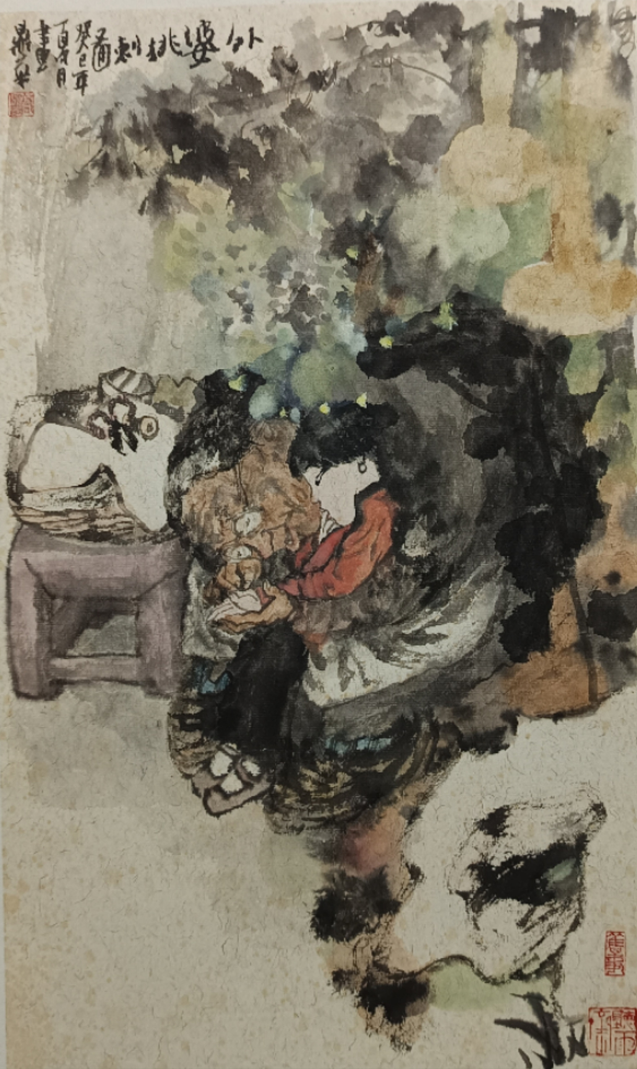 6-外婆挑刺图 25X43cm 中国画 2013年.jpg
