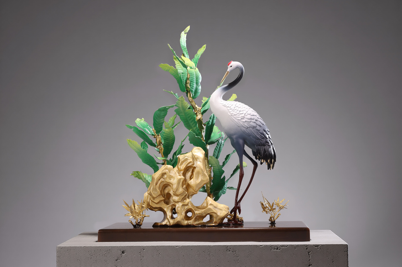 朱军岷作品 蕉石鹤寿.jpg