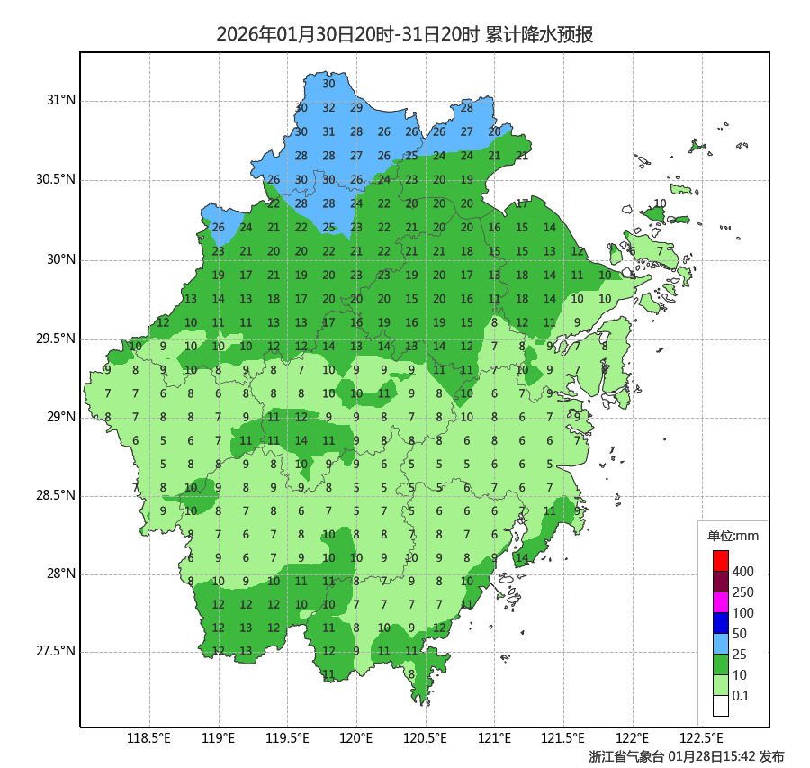 月底浙江有一波明显降水。图源:浙江天气