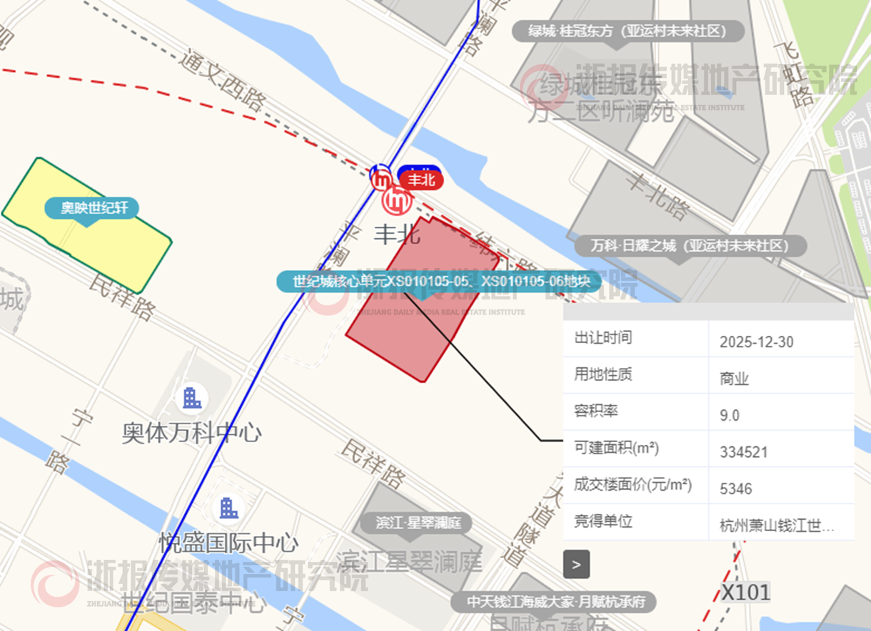 杭州丰北TOD公示4幢超高层，顶层设直升机停机坪