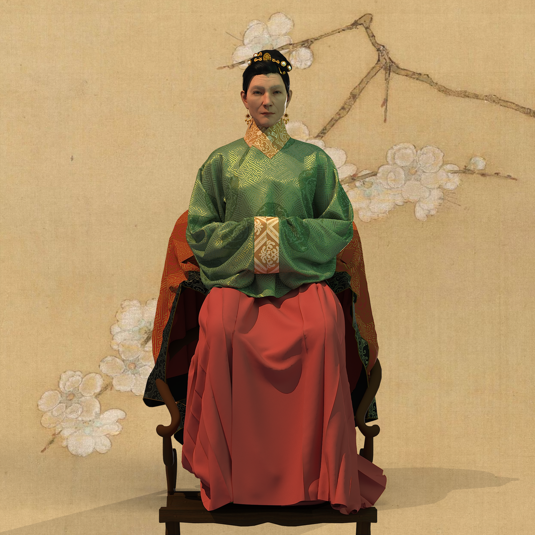 B.学生周鑫晨复原的《无款朱隐贞容像堂幅》人物服装.png